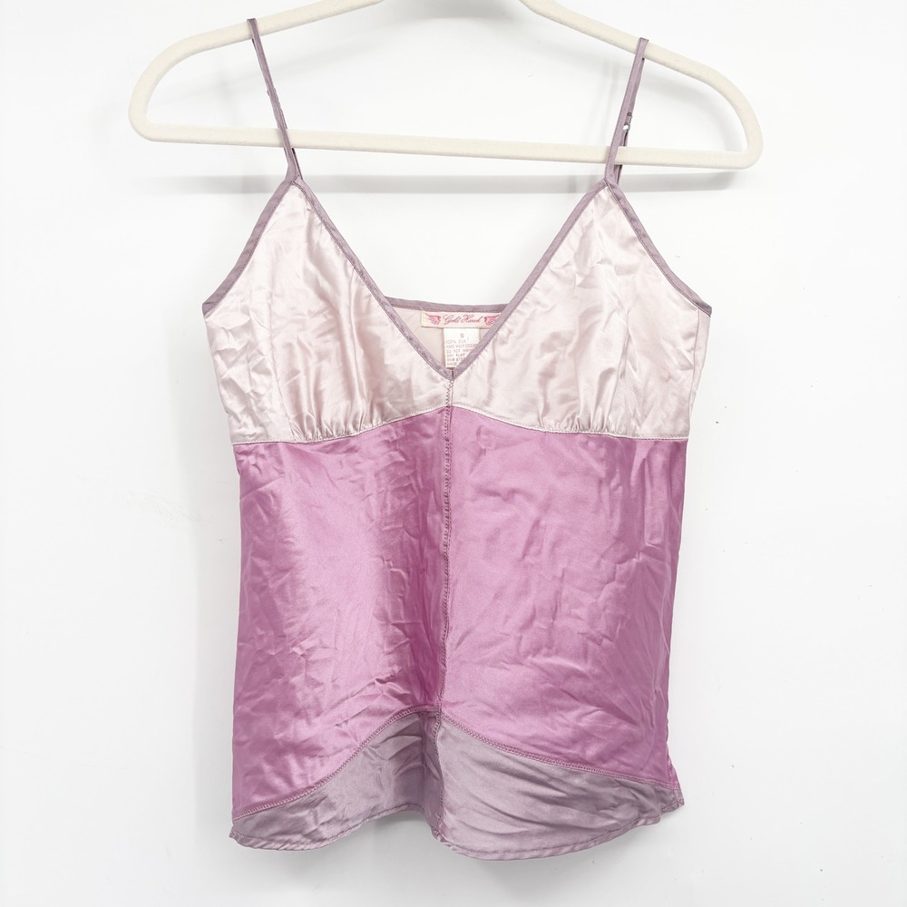 Gold Hawk Womens Silk Color Block Romantic Coquette Fairycore Cami Top Size S